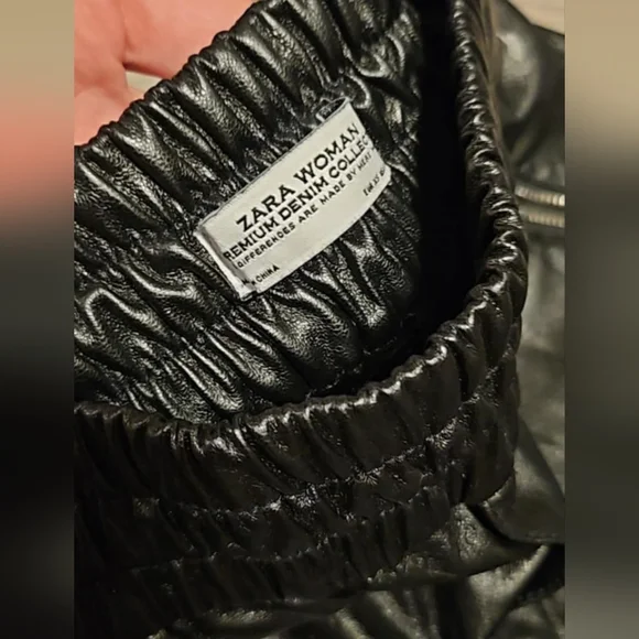 Zara Premium Denim Collection Black Faux Leather Joggers | High Waisted XS - Picture 4 of 4